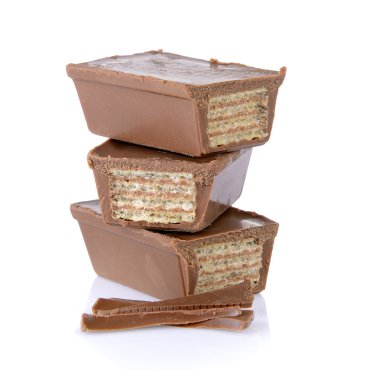 Beyaz bir arka plan üzerinde izole çikolata gofret