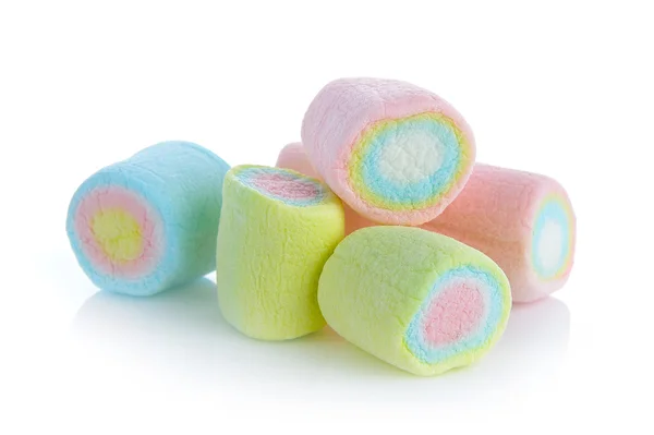 Marshmallows doces no fundo branco — Fotografia de Stock