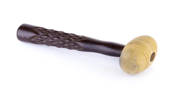 Rubber hamer met houten handvat geïsoleerd op witte ondergrond — Stockfoto
