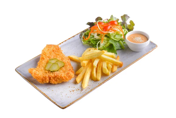 Fried fishSteak on white background — Stock Photo, Image