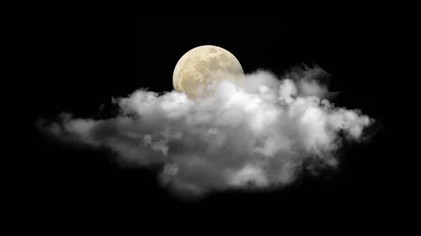 Clouds with moon on black background — Stock Photo, Image