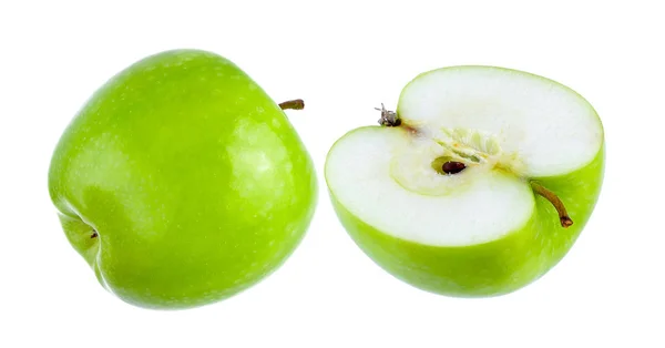 Ripe green apple on white background — Stock Photo, Image