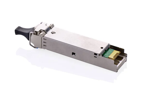 Optical gigabit sfp modules for network switch on whie backgroun — Stock Photo, Image