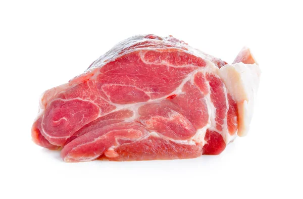 Carne, carne de porco, fatias de porco no fundo branco — Fotografia de Stock