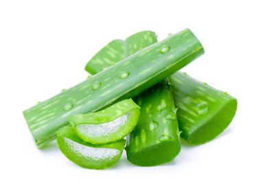 aloe vera taze yaprak beyaz arka plan üzerinde izole