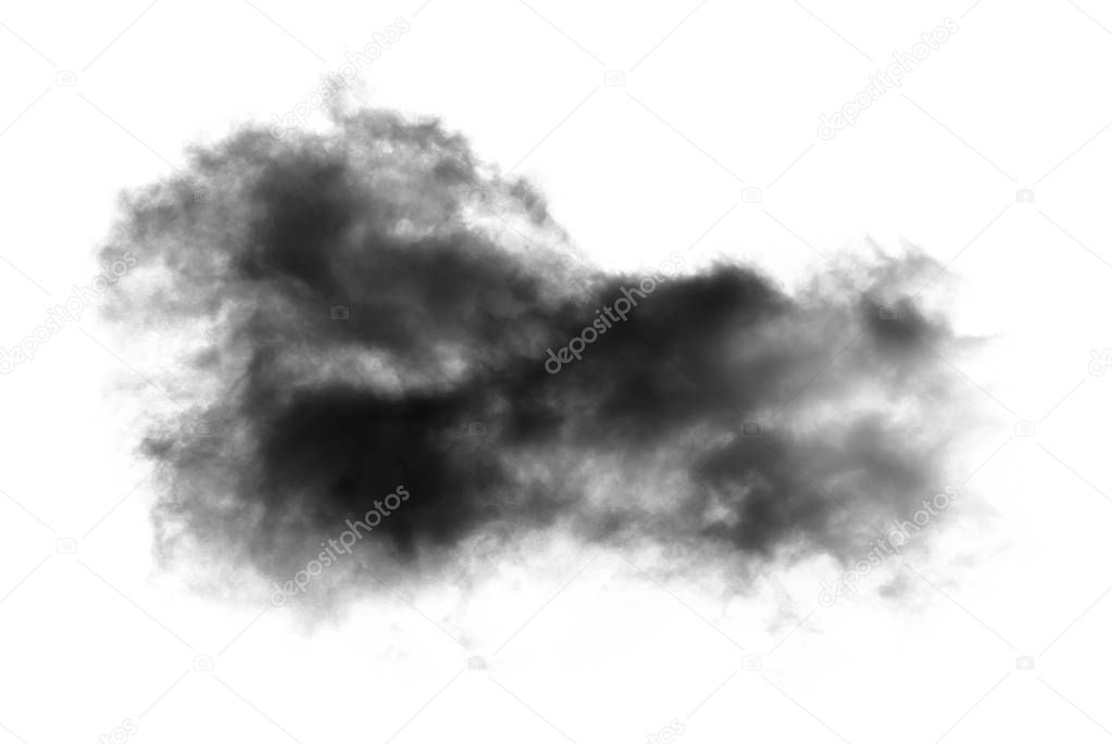 black cloud with a blanket of smoke on white background