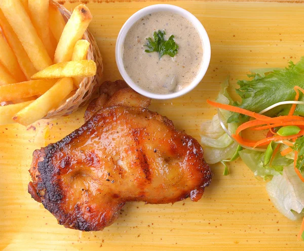 Chicken steak in plate — Stock Photo, Image