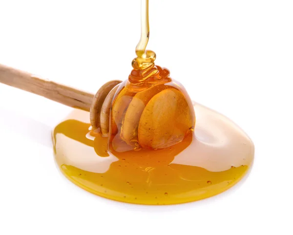Κουτάλα ξύλινη μελιού με μέλι — Φωτογραφία Αρχείου