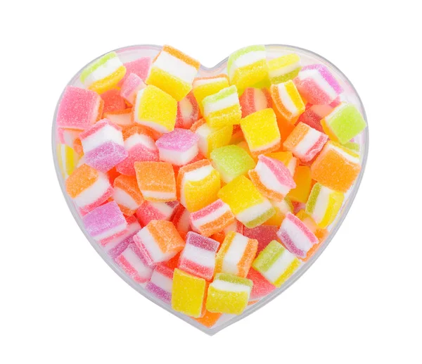 Assortimento di caramelle colorate alla gelatina di frutta su sfondo bianco — Foto Stock