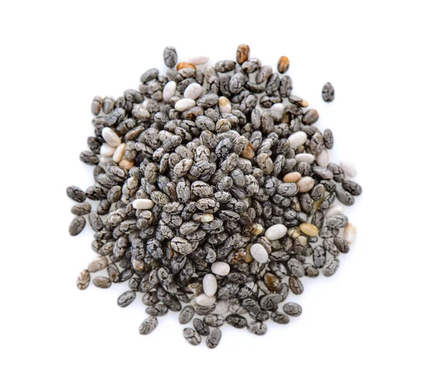 Sementes de chia isoladas com fundo branco. — Fotografia de Stock