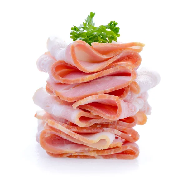 Bacon geïsoleerd op witte achtergrond — Stockfoto