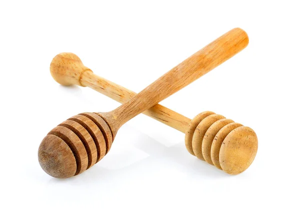 Wooden honey stick isolated on white background — Stock Photo, Image