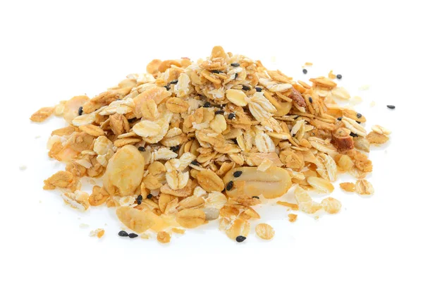Nüsse und Samen Müsli isoliert auf weißem Hintergrund — Stockfoto