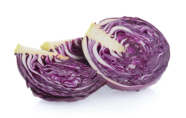 Purple cabbage slice on white background — Stock Photo, Image