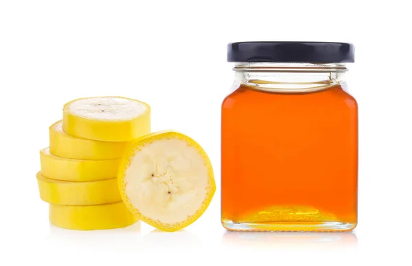 Honigglas Auf Weißem Hintergrund — Stockfoto