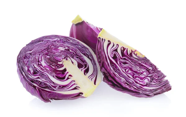 Purple Cabbage Slice White Background — Stock Photo, Image