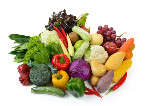 Légumes Fruits Sur Fond Blanc — Photo