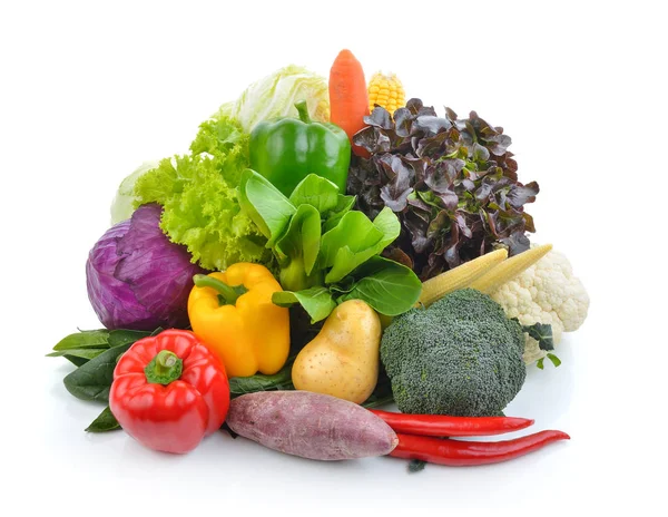 Légumes et fruits sur fond blanc — Photo