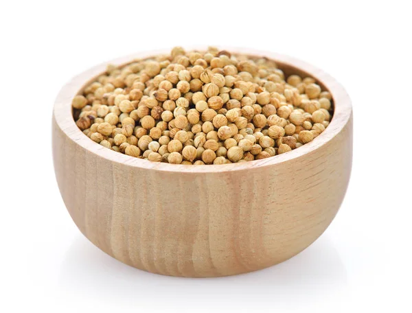 Coriander Seeds Wood Bowl — Stock Photo, Image