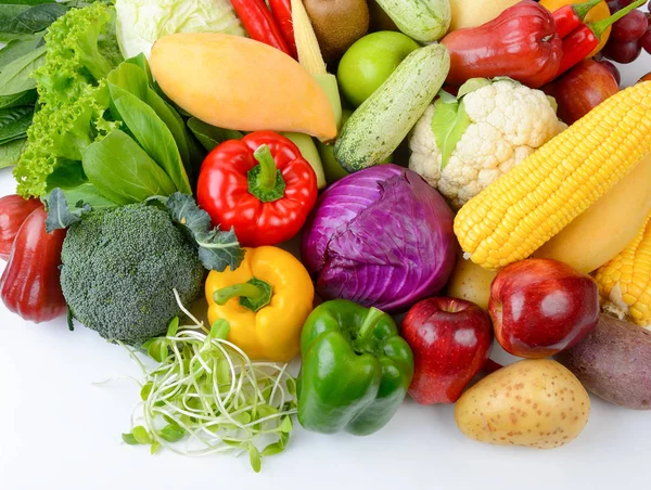 Légumes Fruits Sur Fond Blanc — Photo