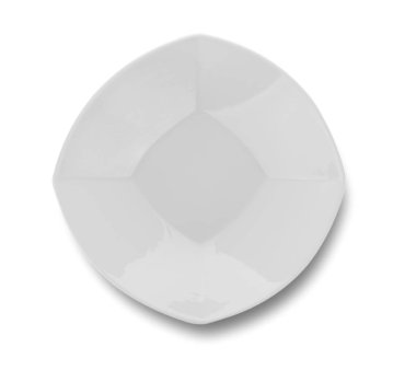 Beyaz arkaplanda güzel şekilli seramik plaka