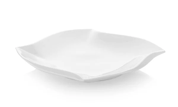 Beyaz arka plan üzerinde modern seramik tabak (güzel şekli) — Stok fotoğraf