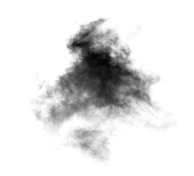 Beyaz arkaplanda siyah duman