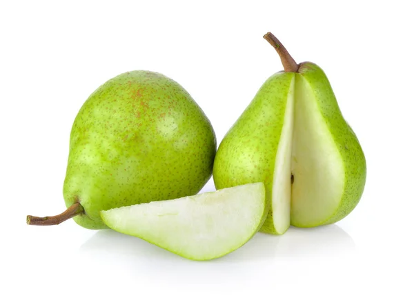 Πράσινα αχλάδια απομονωμένα σε λευκό φόντο — Φωτογραφία Αρχείου