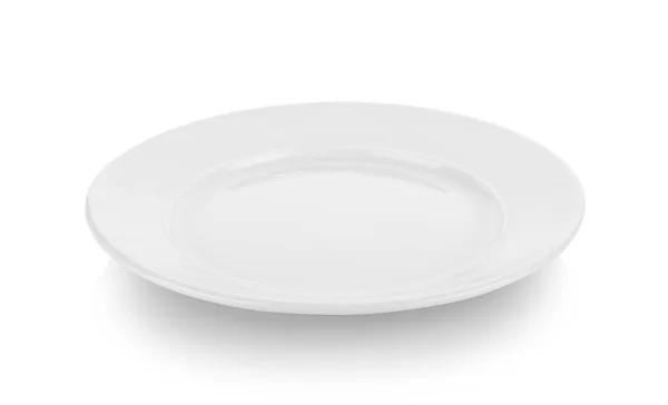 하얀 배경에 있는 아름다운 모양의 세라믹 접시 — 스톡 사진