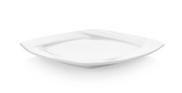 Moderne keramisk hvit plate på hvit bakgrunn – stockfoto
