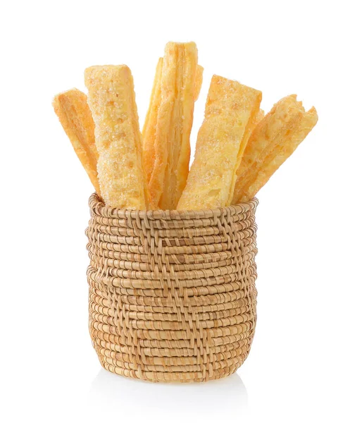 Pie or bread Sticks in basket — Stock Photo, Image