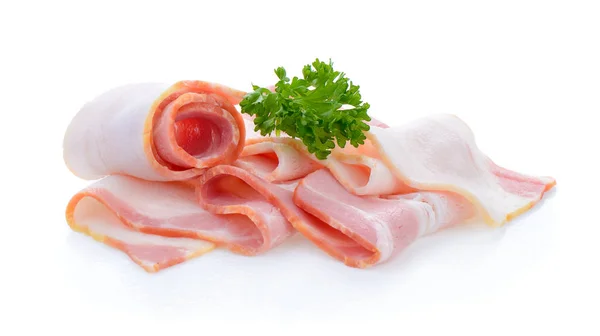 Bacon geïsoleerd op witte achtergrond — Stockfoto