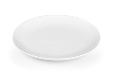 Beyaz arka plan üzerinde beyaz seramik tabak