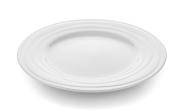 Beyaz arka plan üzerinde modern seramik tabak (güzel şekli)