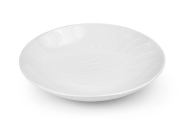 Beyaz arkaplanda boş bir plaka izole edildi