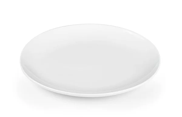 Beyaz arka plan üzerinde beyaz seramik tabak — Stok fotoğraf