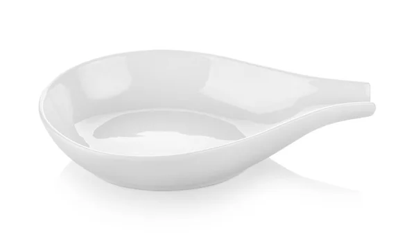 Boş boş küçük seramik servis tabağı whit üzerinde izole gıda için — Stok fotoğraf