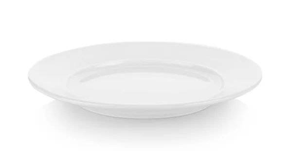 하얀 배경에 있는 아름다운 모양의 세라믹 접시 — 스톡 사진