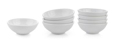 Beyaz arka planda beyaz kase seti