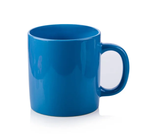 Kék Csésze Elszigetelt Fehér Háttér — Stock Fotó
