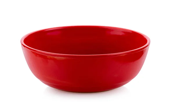 白色背景下隔离的红色陶瓷碗 — 图库照片