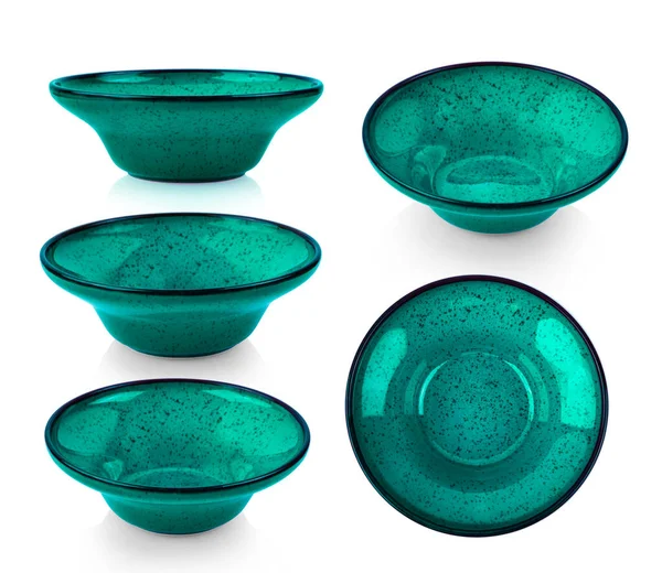 Green Ceramic Bowl White Background — Stock Photo, Image