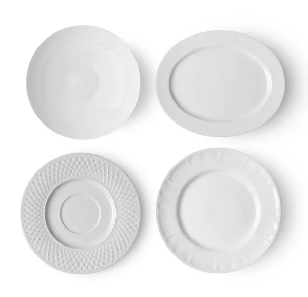 Empty Ceramic Plate Isolated White Backgroud Top View Stock Picture