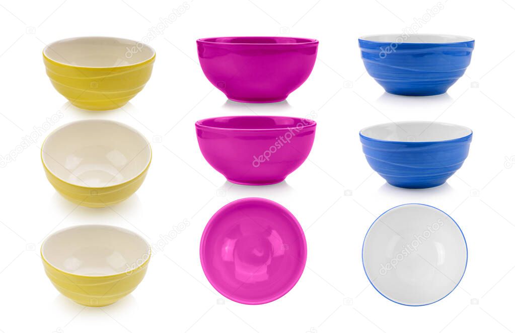 set of bowl on white background