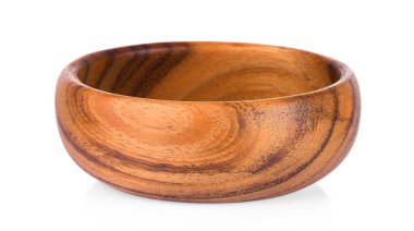 Ahşap kase beyaz arkaplanda izole