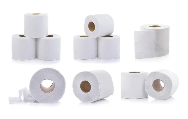 Set Carta Igienica Sfondo Bianco — Foto Stock