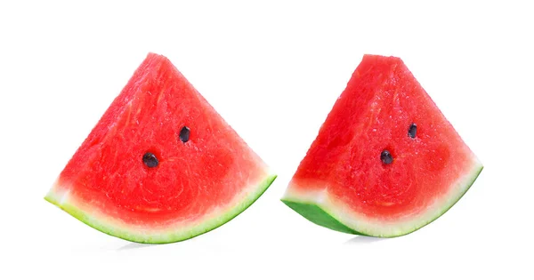 Gesneden Watermeloen Geïsoleerd Witte Achtergrond — Stockfoto