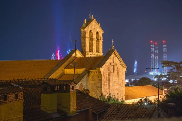 Cathedral of the Assumption of the Blessed Virgin Mary during night in Pula city in Croatia