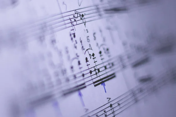 Closeup detail of music sheet notes.