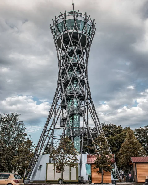 Vinarium Utsikt Torn Mitt Vingårdar Lendavske Gorice Molnig Dag — Stockfoto